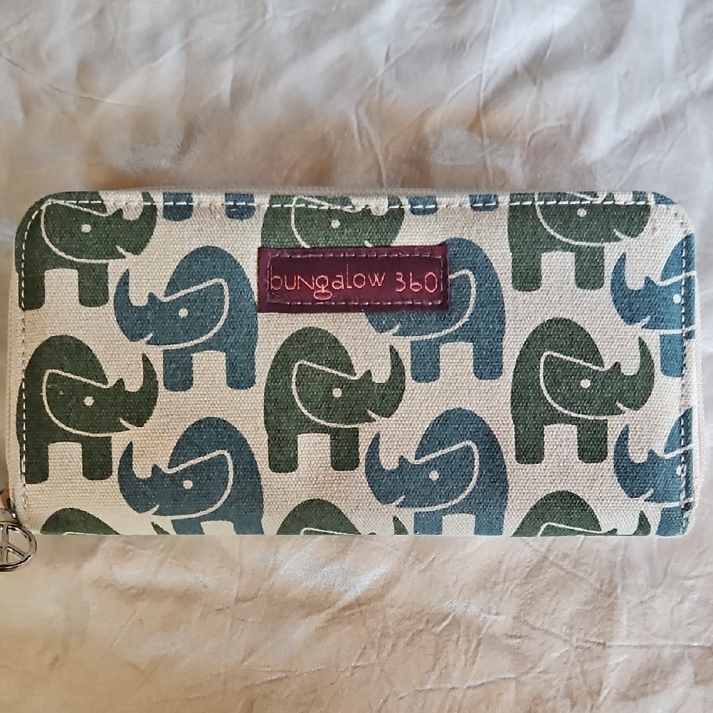Bungalow 360 Rhino Print Kids Wallet - Green and Blue